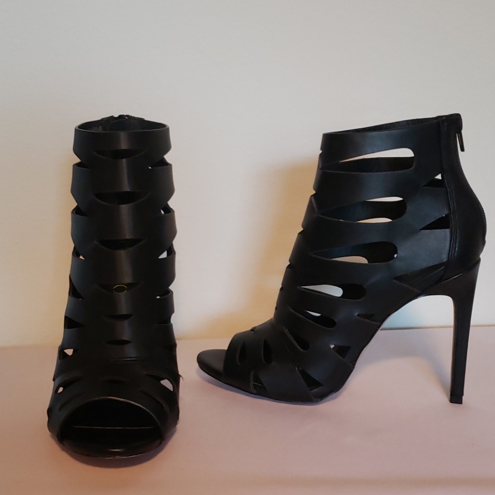 Black Cut Out Open Toe Heels